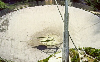 The Arecibo Radio Telescope, at Arecibo, Puerto Rico. 