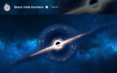 A star in Space, with the words Black Hole Hunters