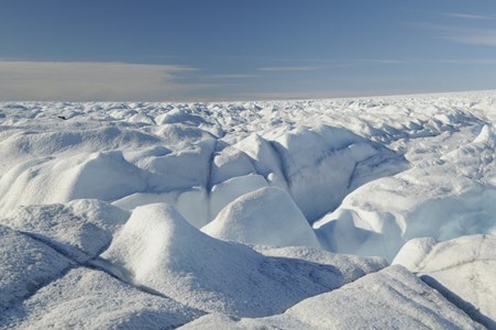 Ice sheet with deep crevices