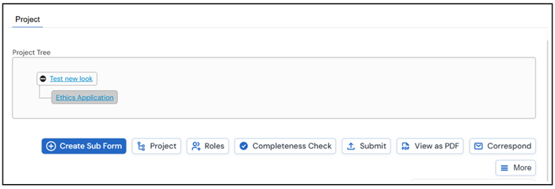 Screenshot of the project status page with the Roles action shown
