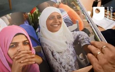 Photo of two laides in the Pipka Refugee Camp, Lesbos