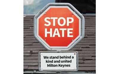 Stop Hate sign in Milton Keynes