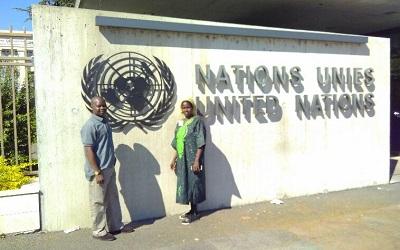 Outside a UN building