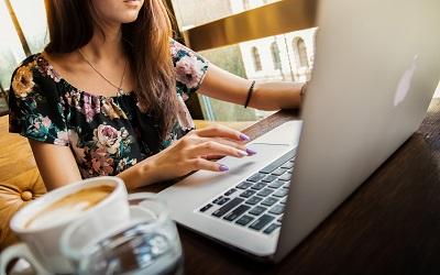Female learning on a laptop computer
