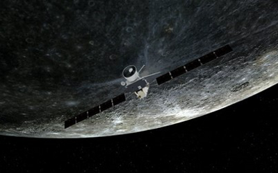 Artist’s impression of BepiColombo during a swing-by of Mercury. ESA/ATG medialab