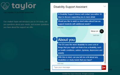 Screenshot of a chatbot