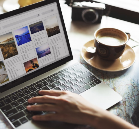 A yet to be fully-caffeinated person browses the web. Shutterstock 