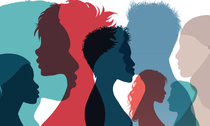 Drawing of diverse group of people