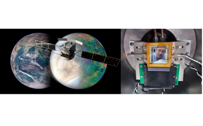 A view of Earth and Venus from Space, and a space instrument