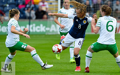 Scotland’s Erin Cuthbert in action as the team beat Ireland on July 7.