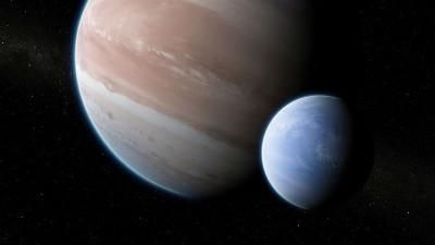 Artist’s impression of the exoplanet Kepler-1625b with its large moon. Dan Durda 