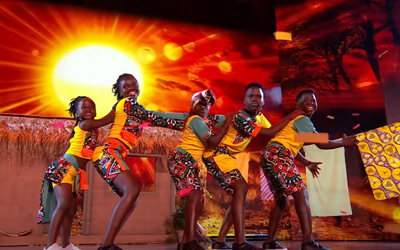 African children performing a dance