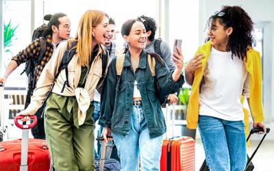 A group of young people with backpacks