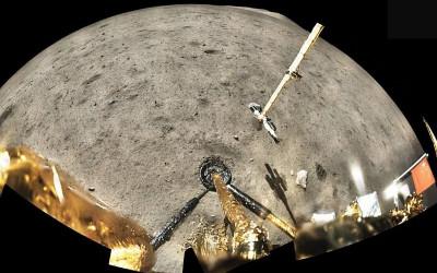View from above of the surface of the Moon