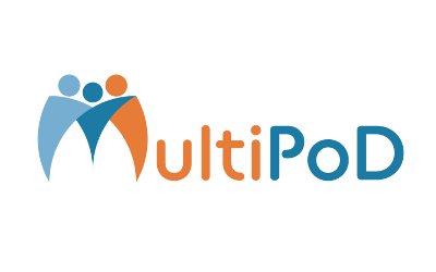 The blue and orange coloured MultiPoD logo