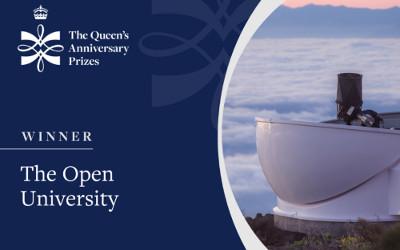 An observatory with the words Winner, The Open University