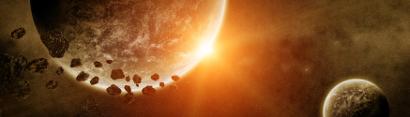View of planet in distant solar system