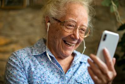 Elderly lady on mobile phone