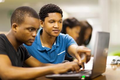African students using laptop