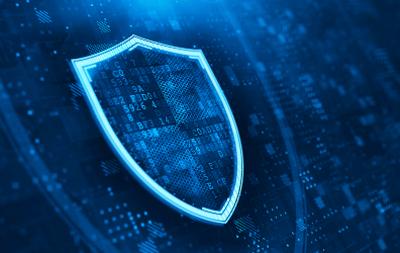 Digital Shield on abstract technology background
