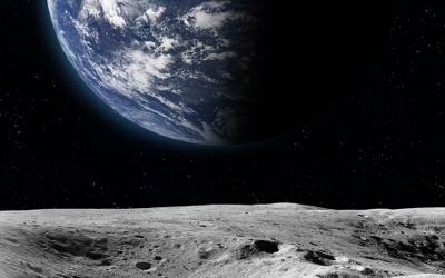 View of the Earth from the Moon surface