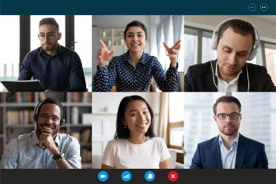 Team in a group video call