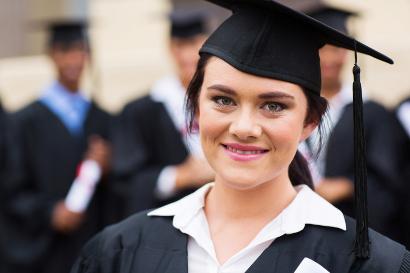 Female student at graduation ceremony