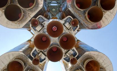 Close up of space rocket engine