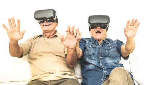 Shutterstock-581357776 Happy retired couple using modern vr goggle glasses