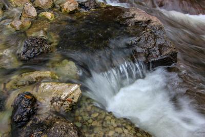 Water flowing over rocks