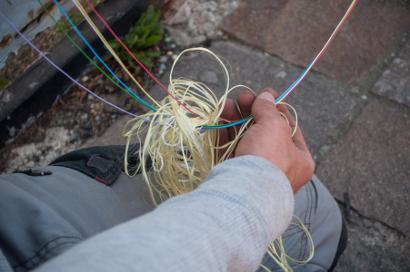Man installing fibre optic cable