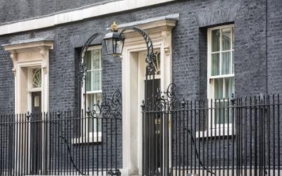 Frontage of a building with the door and railings